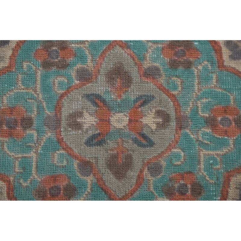 Hand Knotted Oriental 100% Wool Carpet Traditional Medallion Green Tabriz Area Rug - 10' 9'' X 7' 6''