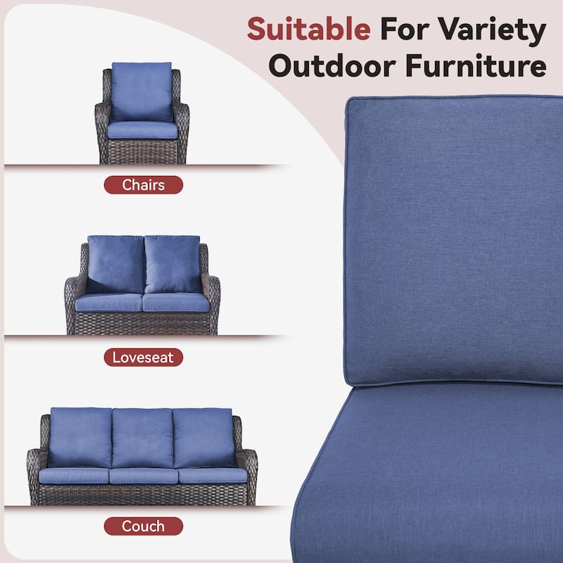 Gymojoy Pillow and Cushion Set Deep Seat Indoor/Outdoor - 25" x 22" x 4"