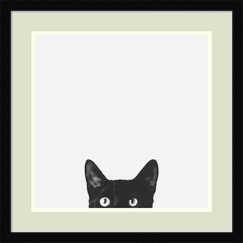 Framed Art Print 'Curiosity (Cat)' by Jon Bertelli 20 x 20-inch