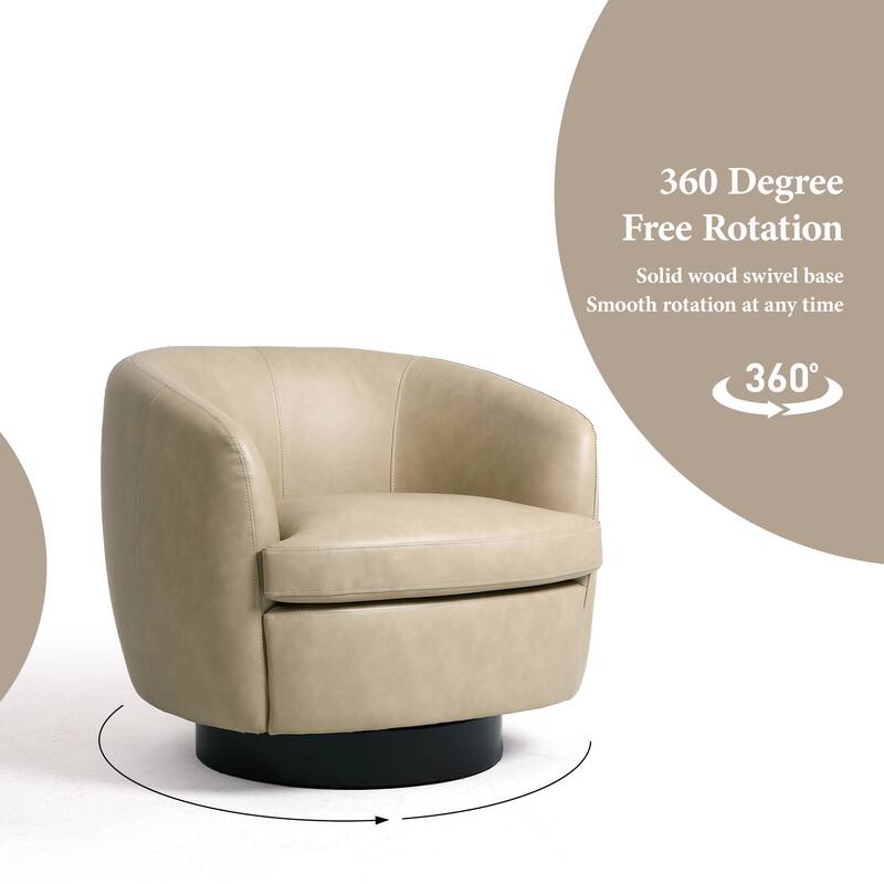 UIXE 2 Set Modern PU Leather Swivel Barrel Chairs Rounded Accent Chair
