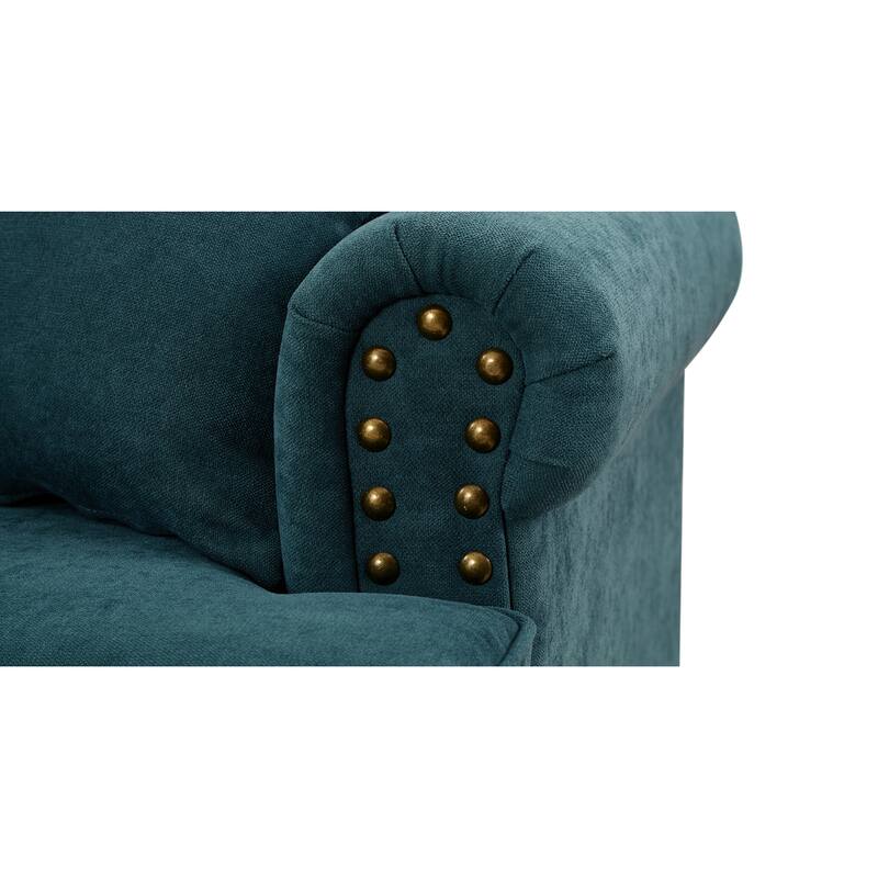 37.2" Chenille Accent Chair with Wood Legs