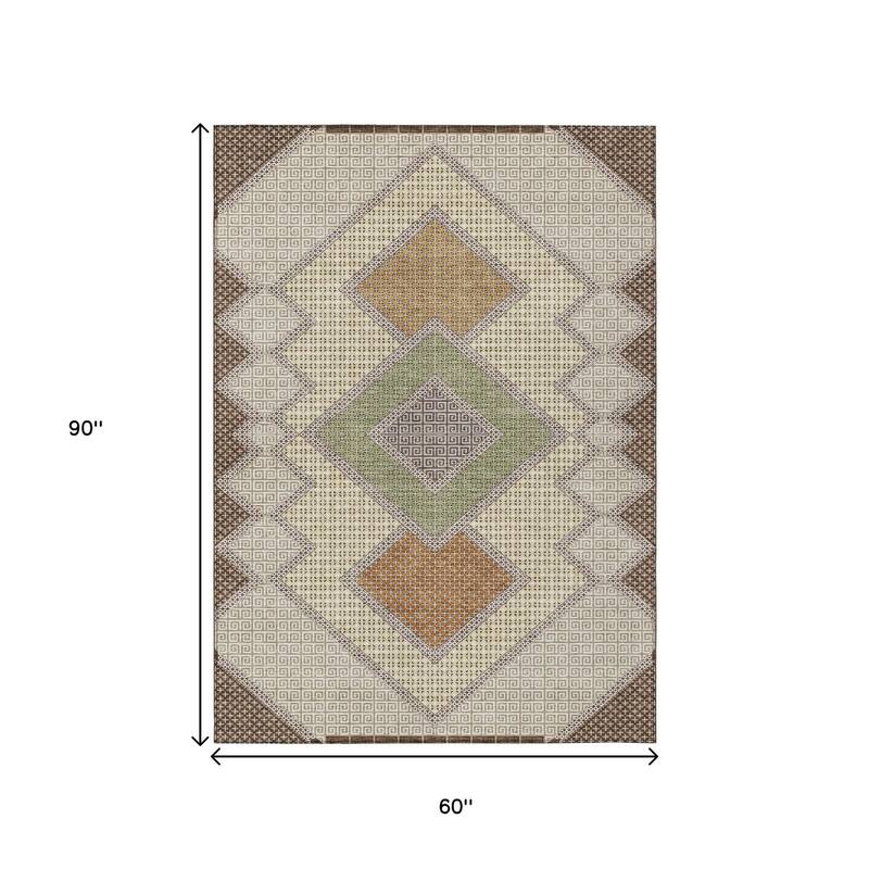 HomeRoots Geometric Transitional Rectangle Outdoor Rug