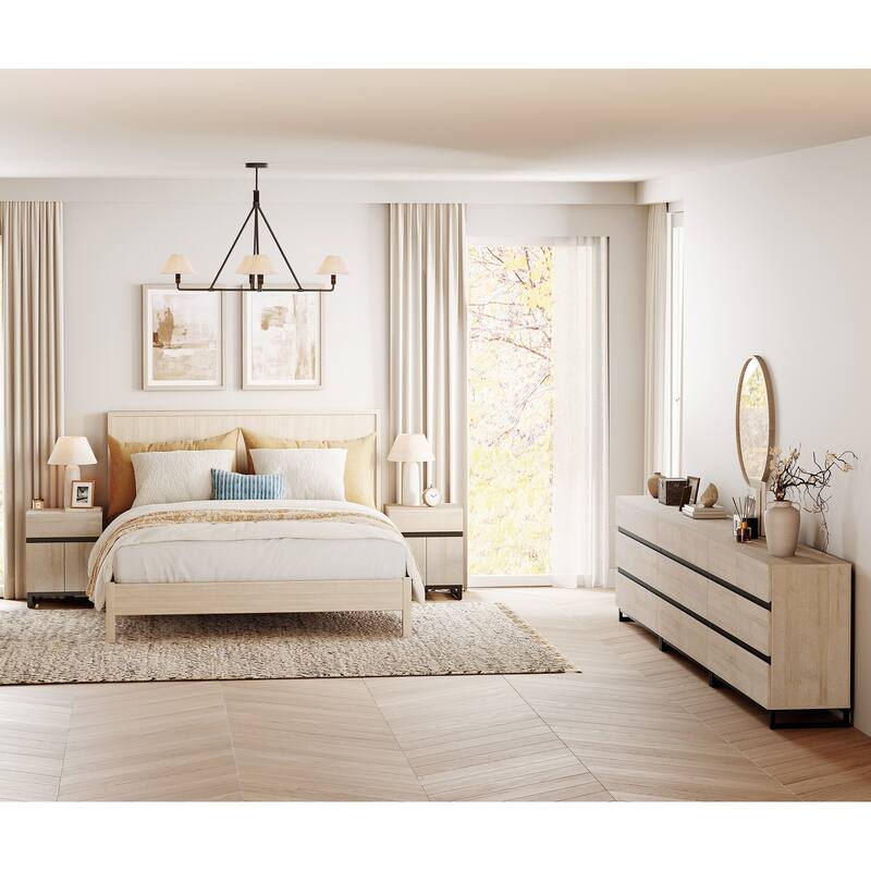 3-Piece Dresser And Nightstand Set,Dresser With 18 Drawers, 2 Nightstand for Bedroom, Bedroom Furniture Set