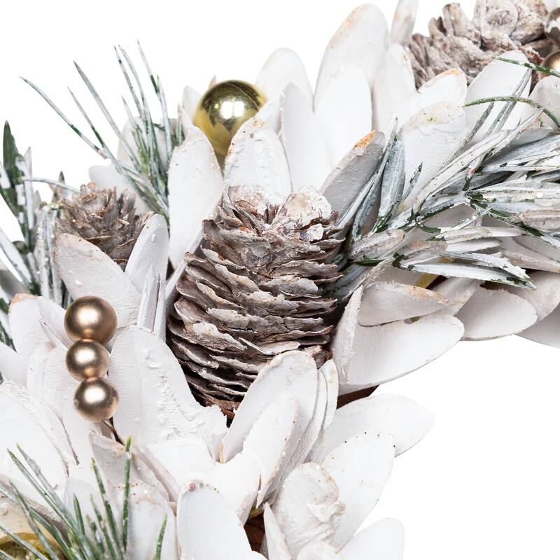 Frosted Pinecone and Pine Sprigs Artificial Christmas Wreath - 14" - Unlit