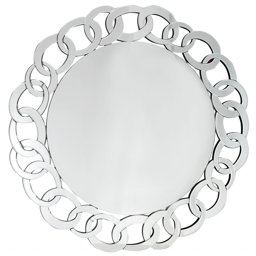 HomeRoots 39" Mirrored Round Accent Mirror Wall Mounted With Glass Frame - 38.6