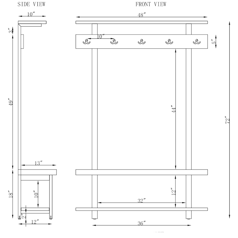 Carbon Loft Lawrence Entryway Hall Tree with Bench and Coat Hooks