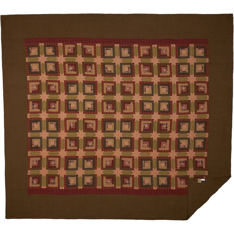 Tea Cabin California King Quilt 130Wx115L Green and Navy