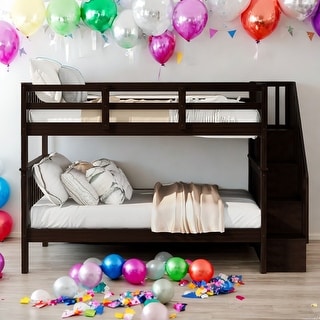Modrem Full Over Full Bunk Bed With Storage and Guard Rail For Bedroom,Dorm,Adults,Kids
