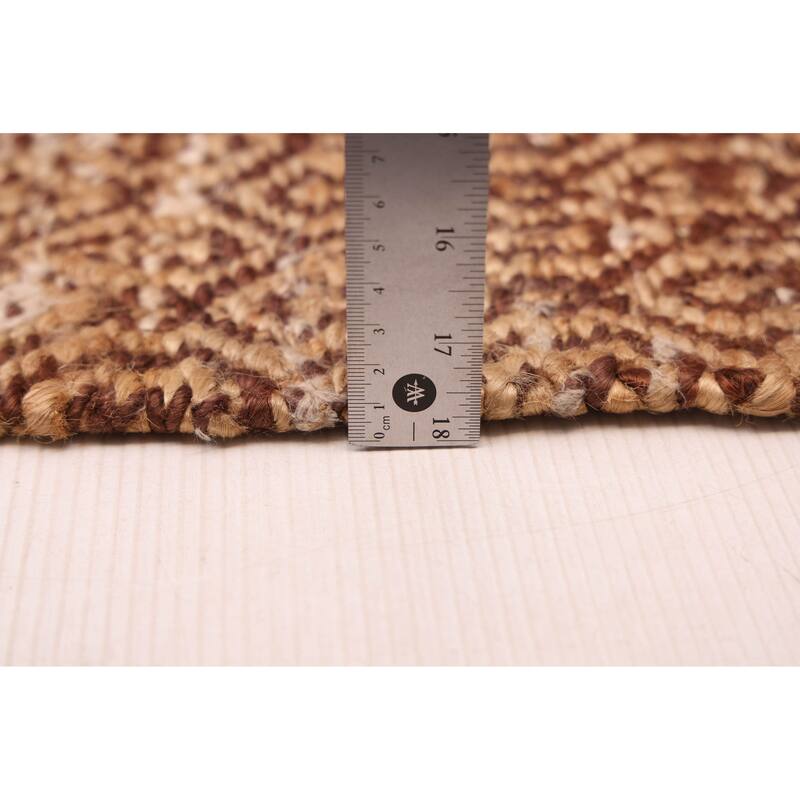 ECARPETGALLERY Braided Weave Palas Denizli Brown Jute Rug - 5'6 x 7'8