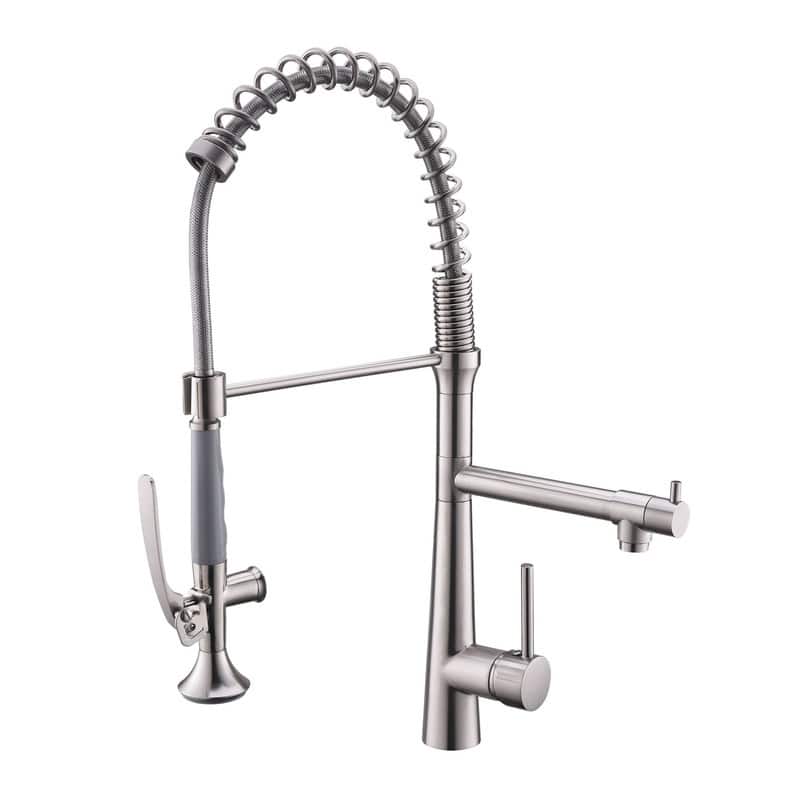 Commercial Pull Down Kitchen Sink Faucet with Sprayer Brushed Nickel