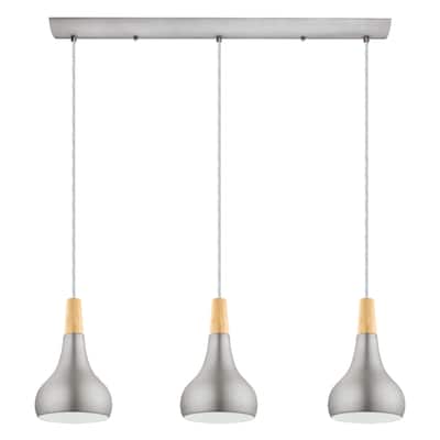 Eglo Sabinar 3-Light Brushed Nickel Linear Pendant