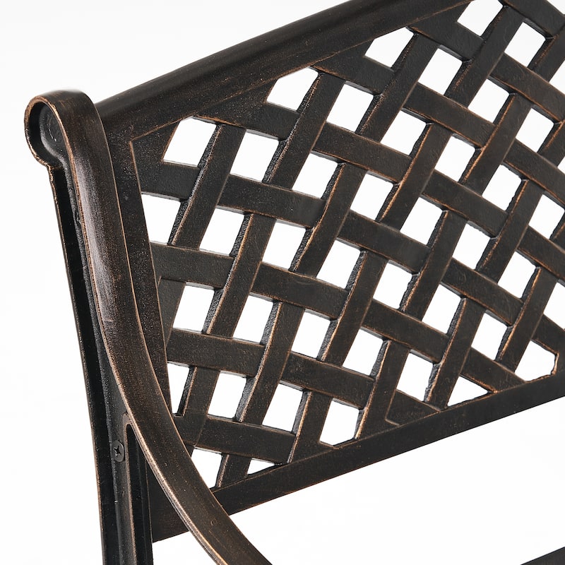 Roomfitters Spencer Outdoor Cast Aluminum Bench, Decorative Patio Garden Seating, Copper