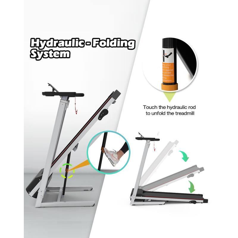 Folding Treadmill with Desk 3 Adjustable Inclines for Home 265lbs