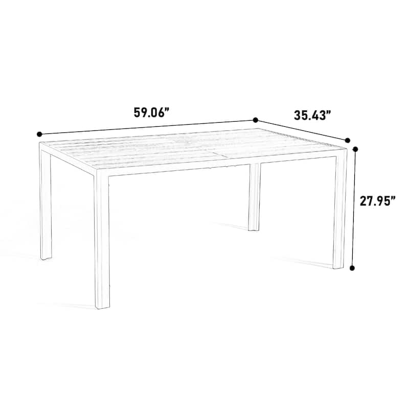 Outdoor Furniture with Rectangular Table and 6 Stackable Chairs