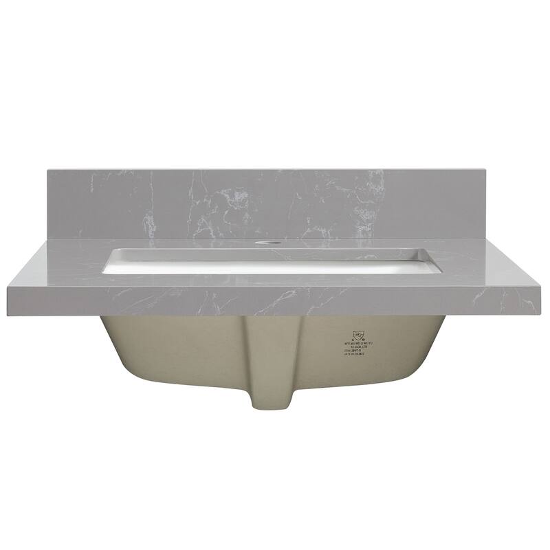 Malaga Composite Stone Vanity Top with White Rectangular Sink