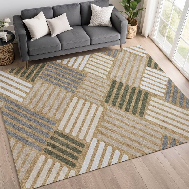 Machine Washable Indoor/ Outdoor Modern Weave Chantille Rug