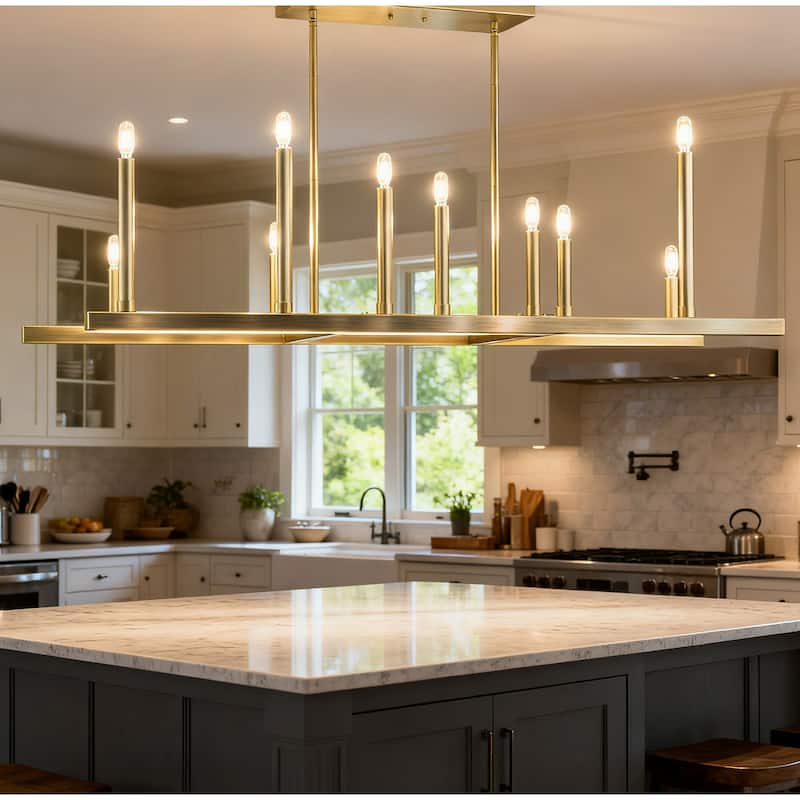 LamQee Mid Century Chandelier Rustic Sputnik Gold Ceiling Light - Large - Large - Electroplated Brushed Gold