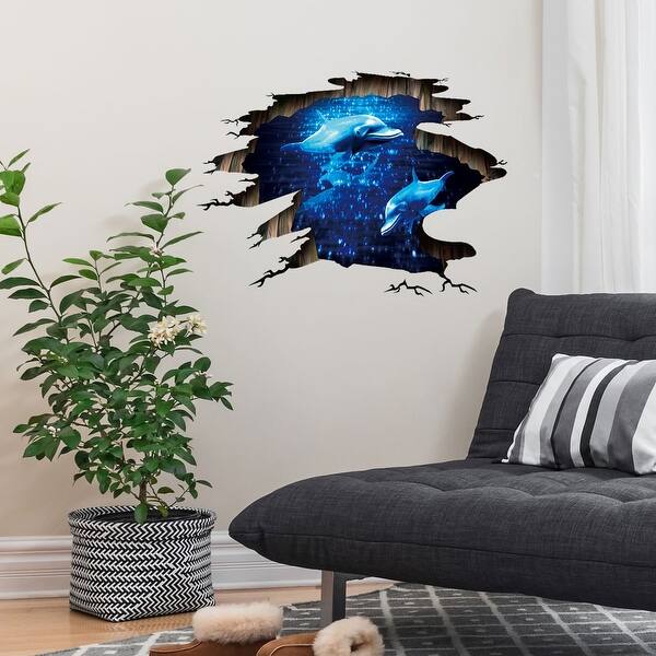 Shop Dolphin Removable 3d Wall Stickers Self Stick Murals Decals