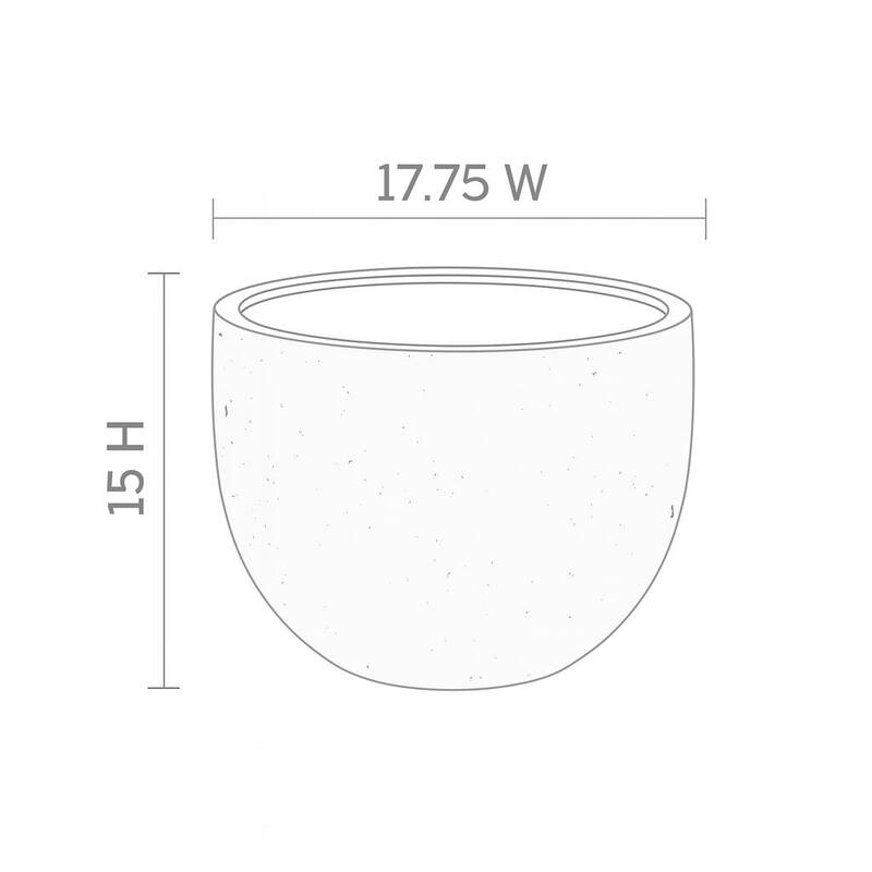 Grigio XL New Egg Planter 21.75"W x 18"H Fiberglass Stone Resin, Lightweight, Frost & UV Resistant