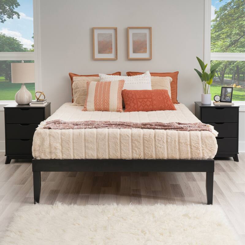 Purcell Bedroom 3-Piece Set with 3-Drawer Nightstands (Set of 2) - Black - Queen