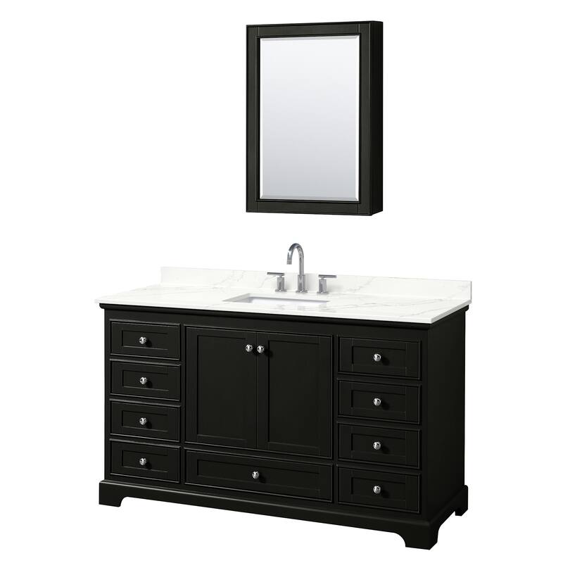 Wyndham Collection WCS202060S-QTZ-US3MED Deborah 60" Free Standing - Dark Espresso / Giotto Quartz Top / Polished
