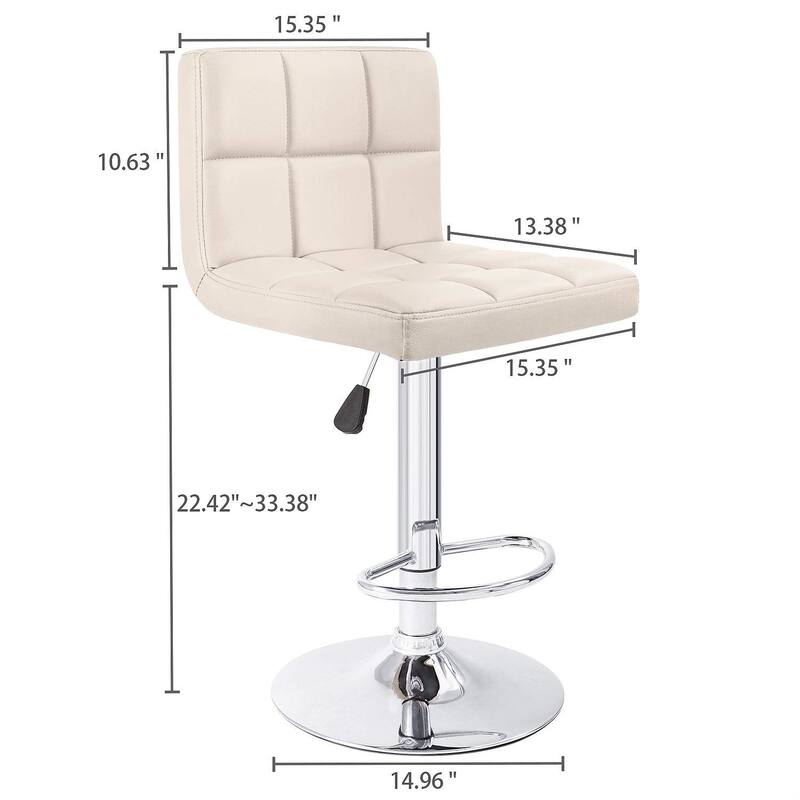 Bar Stools Adjustable Armless Swivel PU Leather Barstools Set of 2