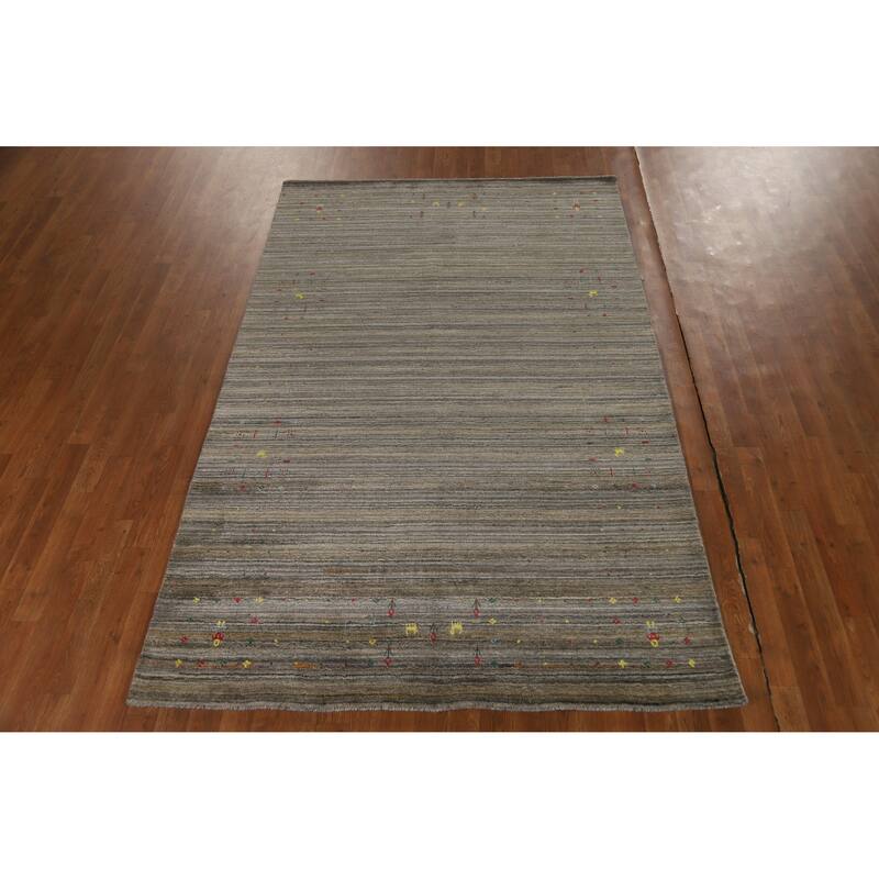 Hand Knotted Oriental 100% Wool Carpet Tribal Tribal Green Gabbeh Area Rug - 8' 2'' X 5' 3''