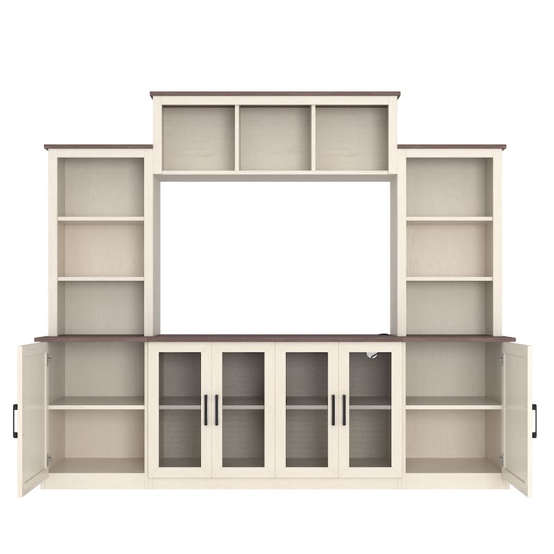 Wall Unit Entertainment Center with Charging Station and USB Charging, with Large Storage Cabinet, TV Stand Media Console