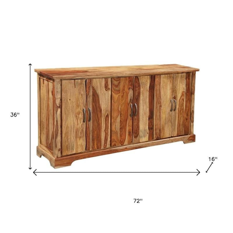 HomeRoots 72" Brown Solid Wood Live Edge Sideboard with Six Doors - 72.00 in. x 36.00 in. x 16.00 in.