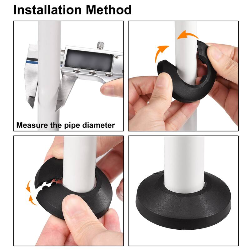 15mm Pipe Cover Decoration PP Plastic Water Pipe Escutcheon Black 6pcs