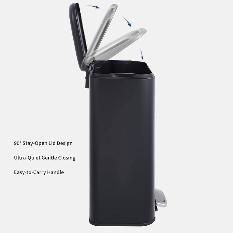 8 Gal Fingerprint-Proof Step Rubbish Bin, Trash Can for Bathroom, Kitchen