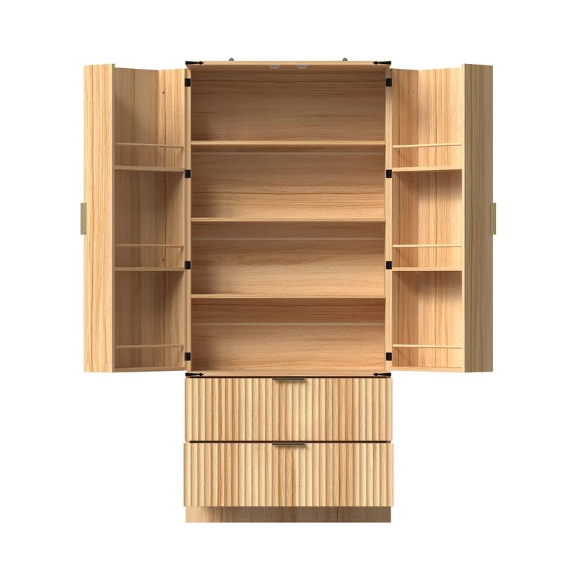 Pantry Cabinet with Double Doors Tall Storage Cupboard with Adjustable Shelves