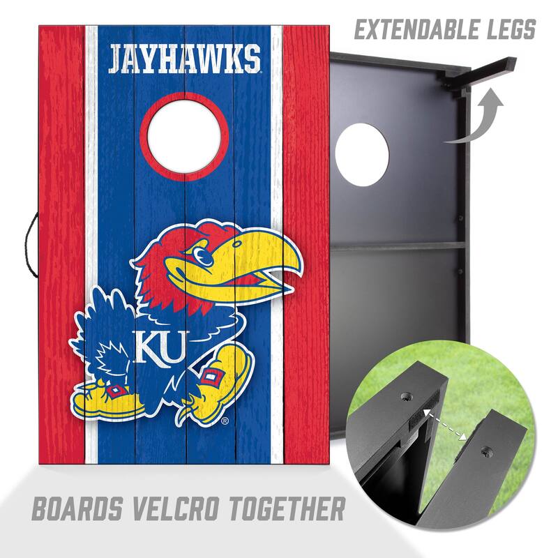 Kansas Jayhawks NCAA Compact 2x3 Tailgate Cornhole Board Set