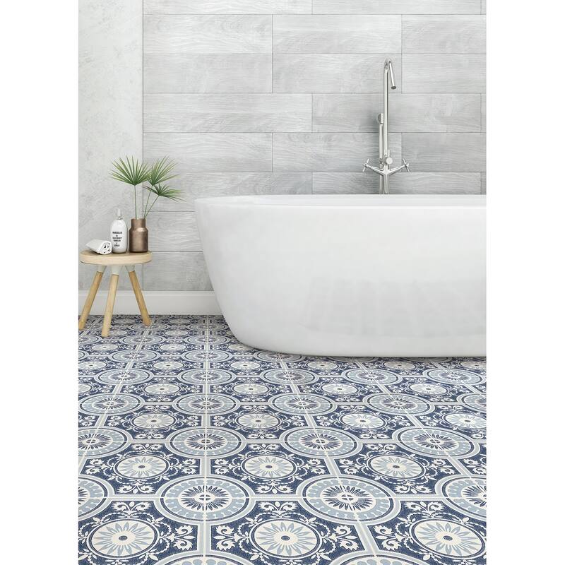 FloorPops Ezra Blue Peel & Stick Floor Tiles