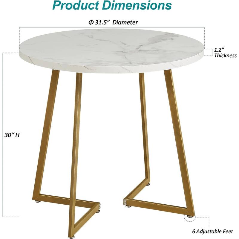 VECELO Round Dining Table, Metal Frame Dining Chairs, Modern Dining Table and Chairs Set for 2-4 People, 3 Options