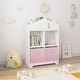 preview thumbnail 4 of 16, Kids Dollhouse Bookcase with Storage, 2-Tier Storage Display Organizer, with 2 Collapsible Fabric Drawers