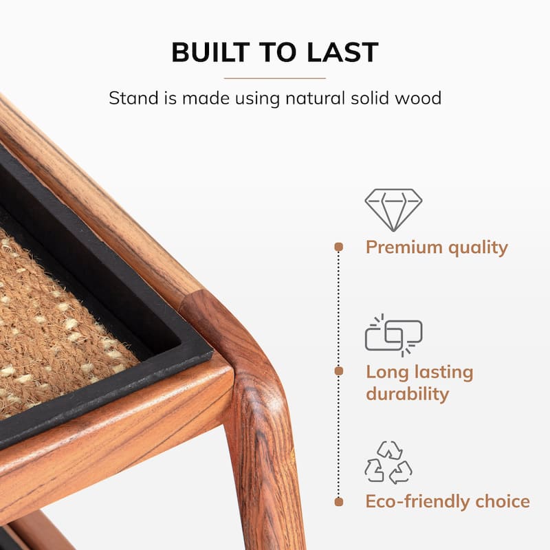 Jani Double-Tier Natural Stand 3-Pair Rubber Boot Trays