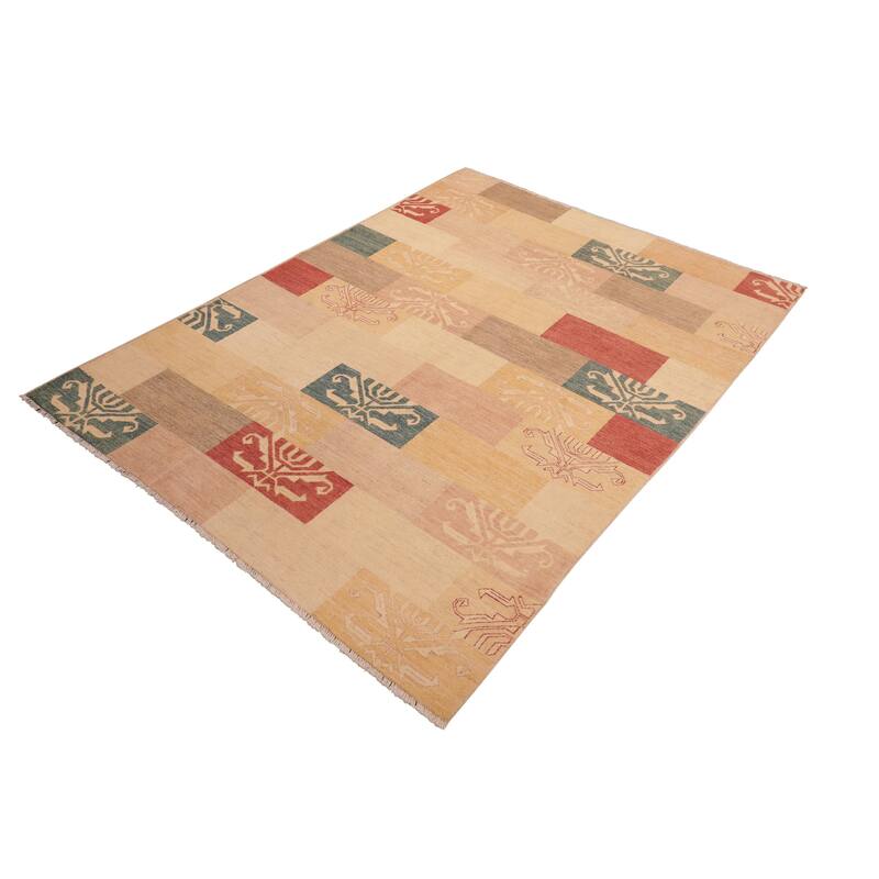 Rustic Bohemian Ri Gabbeh Hand Knotted Wool Area Rug