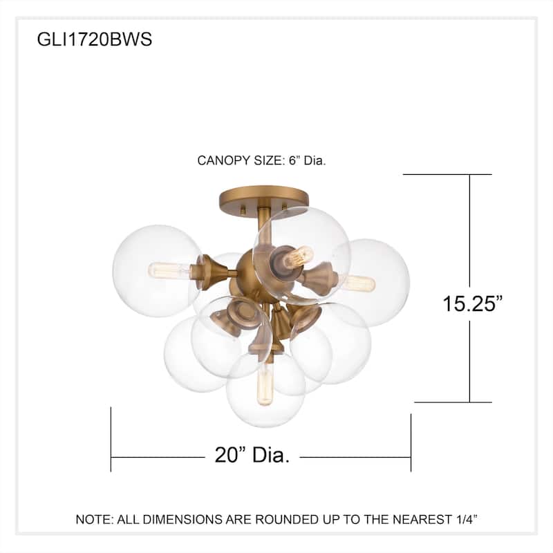 Glinda 5-Light Brushed Weathered Brass Semi-Flush Mount Light