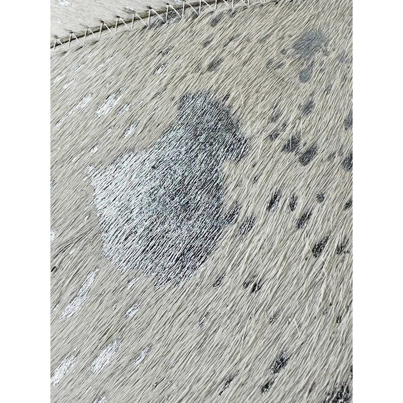 Pasargad Natural Cowhide Ottoman silver 19'' - 1' x 1'
