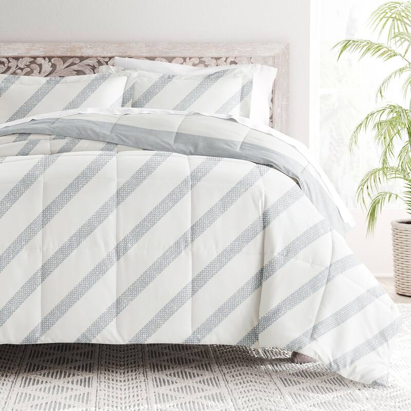 Becky Cameron Premium Distressed Stripe Reversible Comforter Set