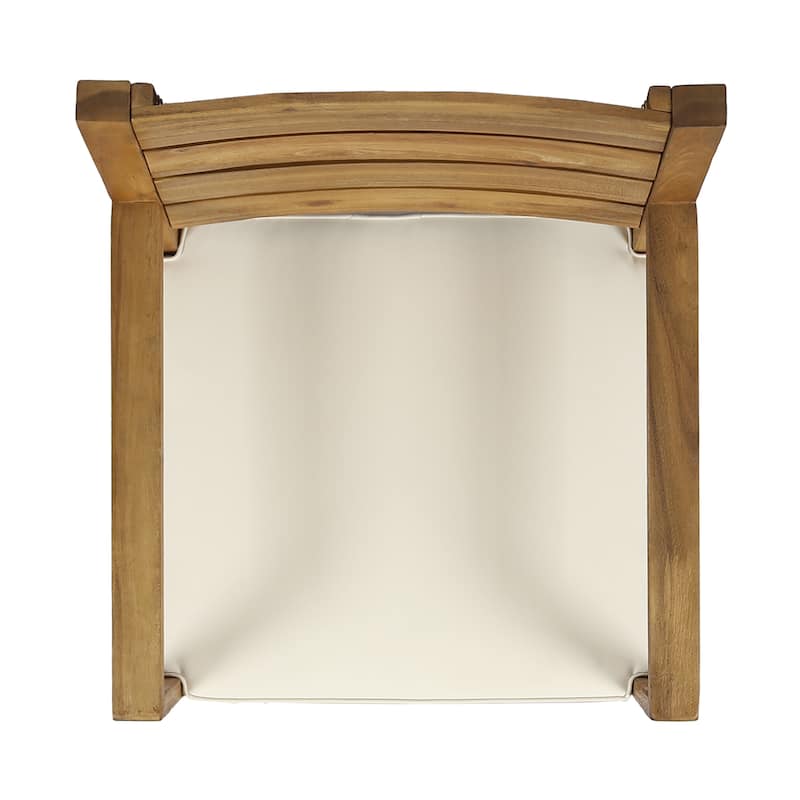 Roomfitters Outdoor Acacia Wood Dining Chairs Set of 2 with Slatted Back and Cushions