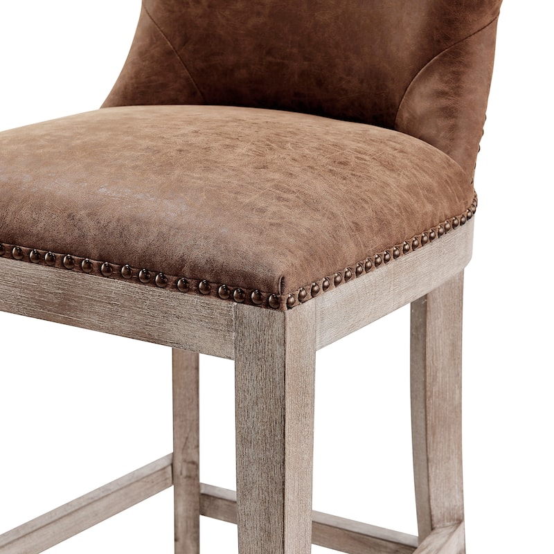 NPD Furniture Dorsey Brown and Grey Nubuck Counter Stool