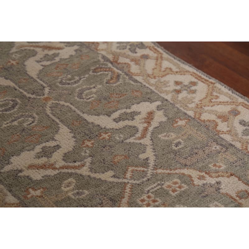 All-Over Oushak Indian Runner Rug Hand-Knotted Wool Carpet - 2'7"x 10'0"