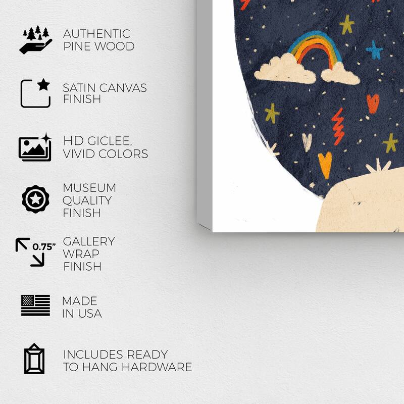 Wynwood Studio Canvas Abstract Colorful Cosmic Hair Blue and Modern & Contemporary Wall Art Canvas Print