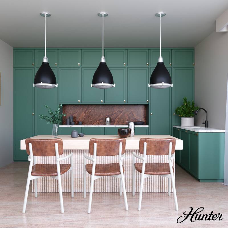 Hunter Bluff View Retro 14" 3-Light Pendant - Kitchen Island, Dining Room - Mid-Century Modern, Industrial, Transitional