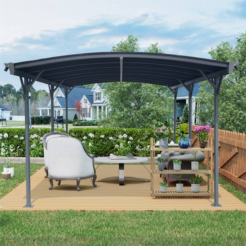 Outdoor Carport,10 FT * 19 FT* 7 FT Arch Carport Aluminum Metal Frame
