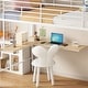 preview thumbnail 14 of 15, Twin Size Metal Loft Bed with L-Shaped Desk, Storage Wardrobe, Sturdy Ladder Shelves, Guardrails & Metal Grid
