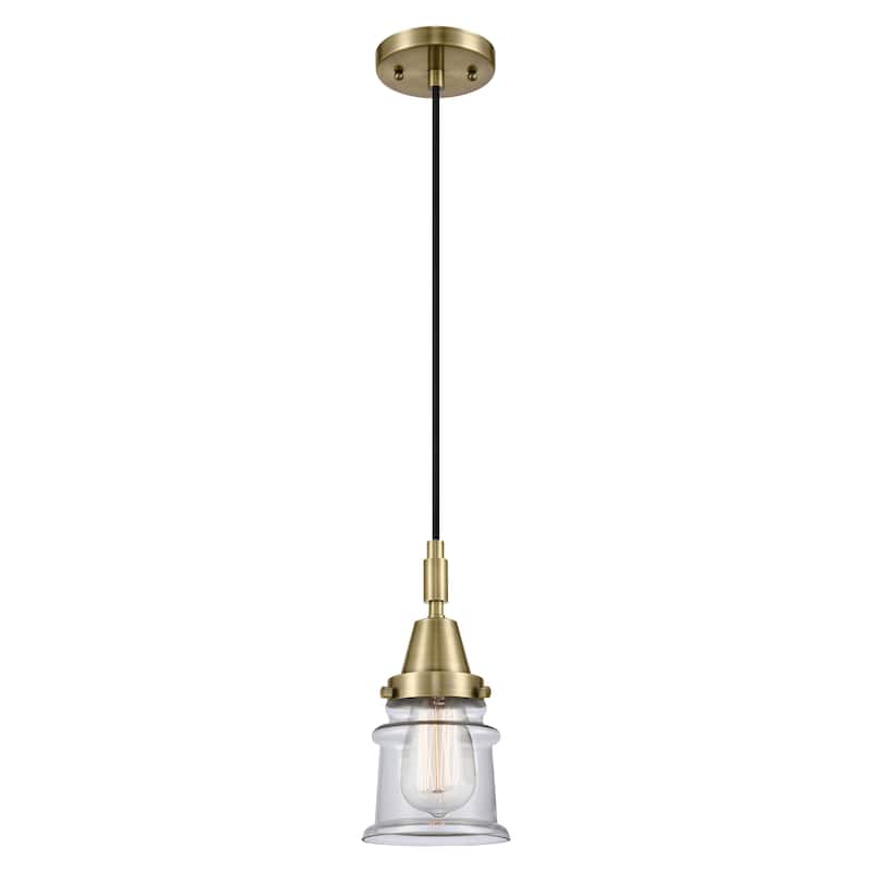 Innovations Lighting Downtown Urban - Caden Canton - 1 Light 5" Cord Hung Mini Pendant - Antique Brass/Clear Shade