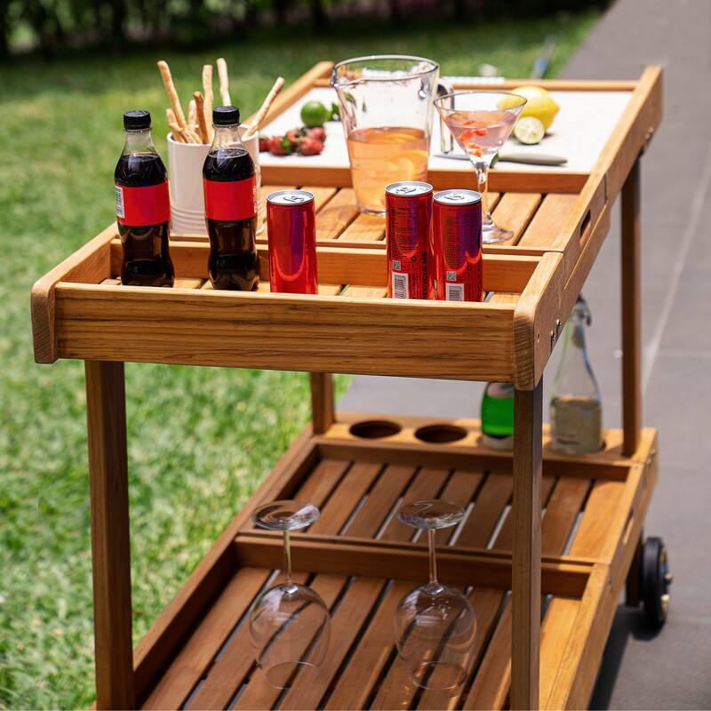 Cambridge Casual Mozaic Teak Wood Outdoor Bar Cart